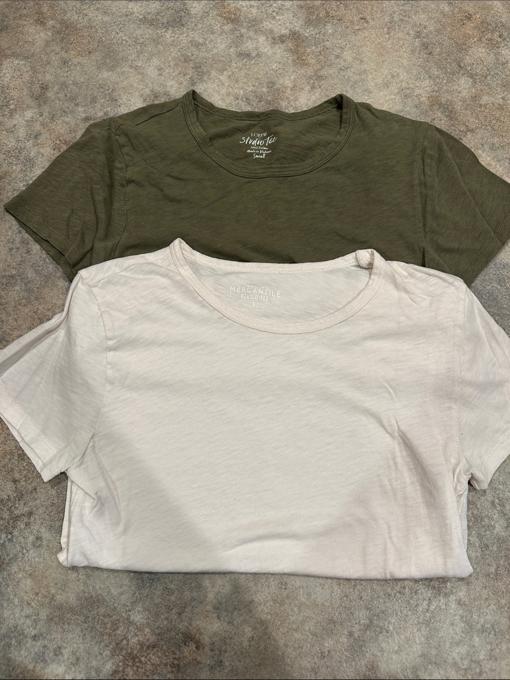J. Crew Factory studio tees- Two Short Sleeve Crew Neck T-Shirts in olive green